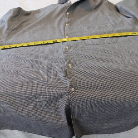 Alfani Men's Black and White small herringbone print Dress Shirt 17 1/2 34-35 - Picture 10 of 12